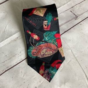 Tabasco Silk Tie Lobster Peppers Bottle Hot Sauce Black USA Made